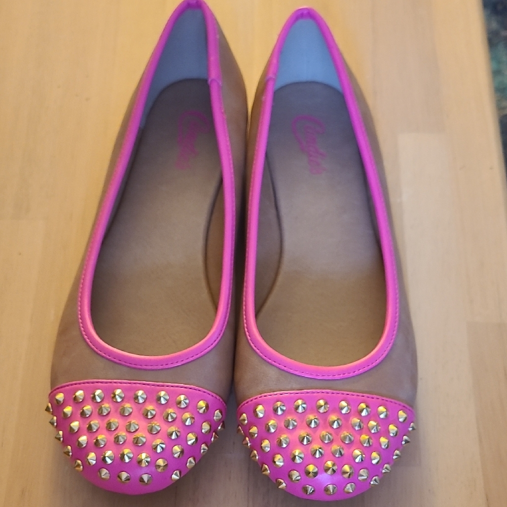 Candie's Pink and Brown Studded Flats
